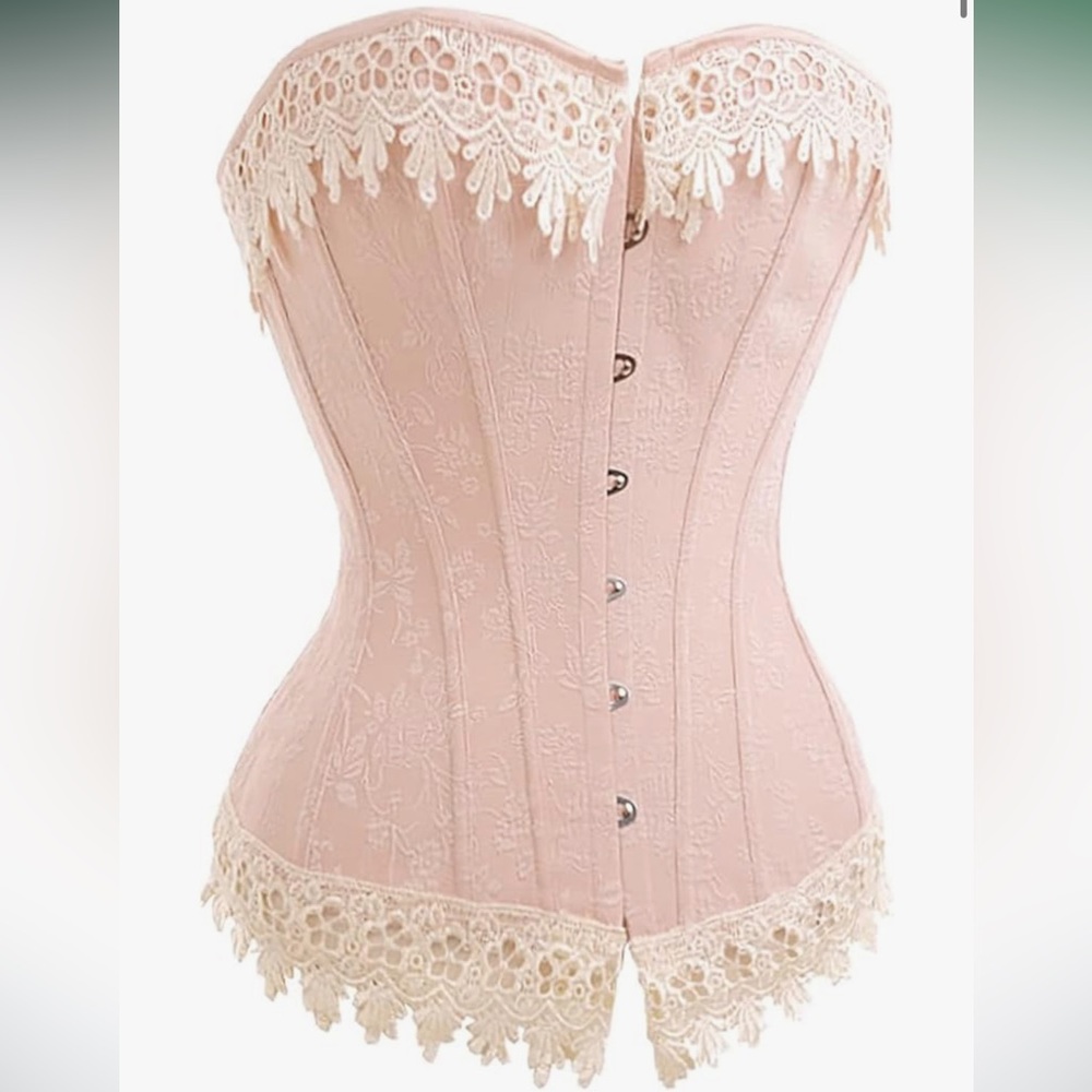 Pink Lace Trim Corset